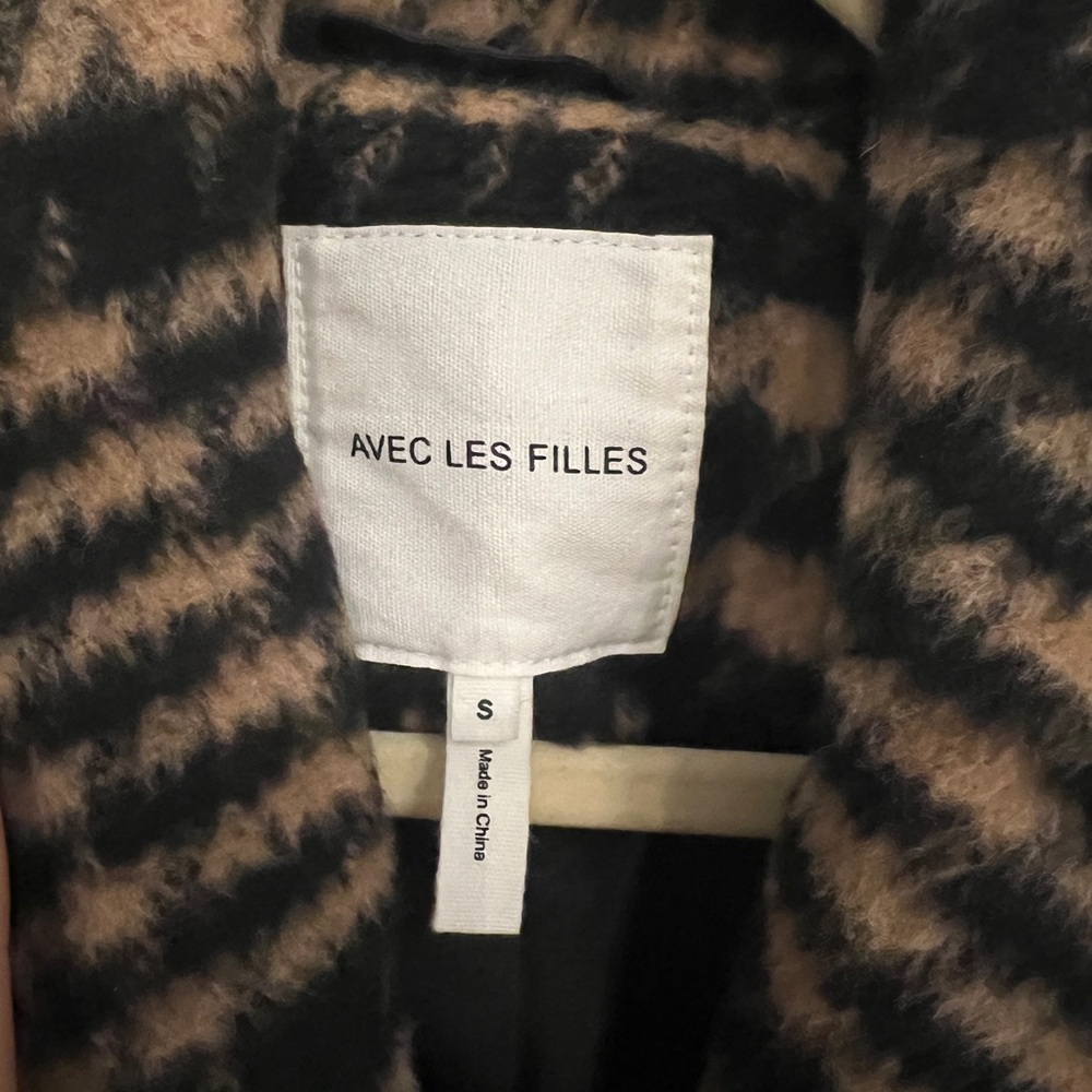 Avec Les Filles tan houndstooth wool coat
sz Small - Picture 3 of 6